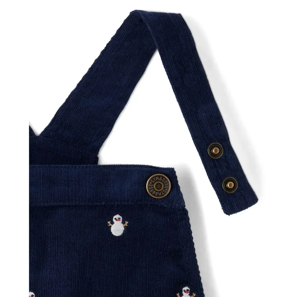 Gymboree Girls Navy Blue Embroidered Snowman Overall Dress Dressall Size 12 NEW